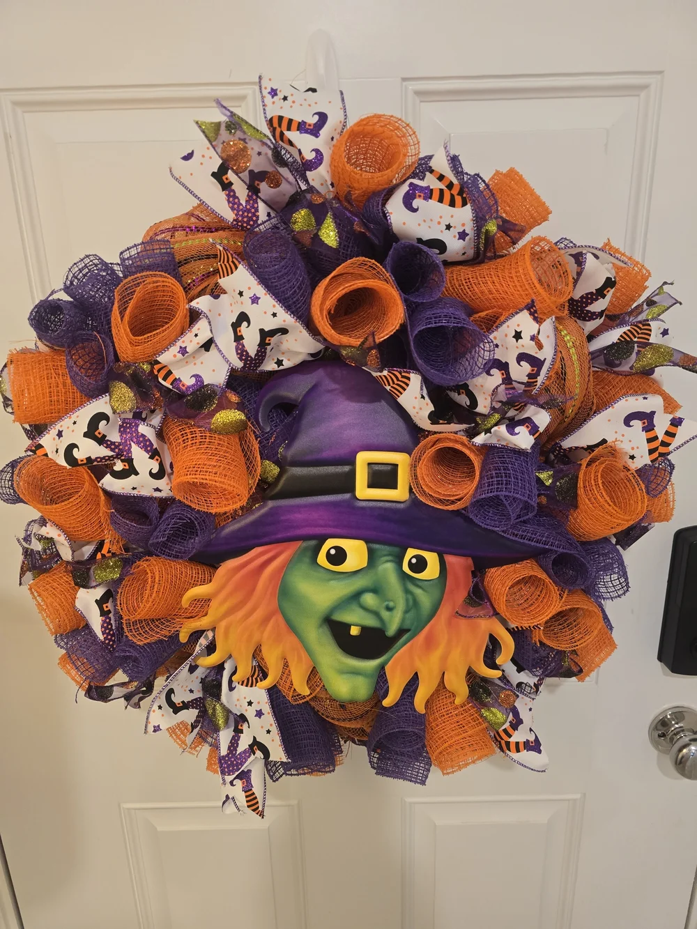 Halloween Witch Door Wreath - Purple & Orange Witch